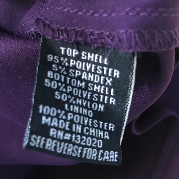 Dressbarn Collection Dress 12 Shimmer Sheath Tiered Ruffle Purple V-neck EUC - Picture 8 of 10